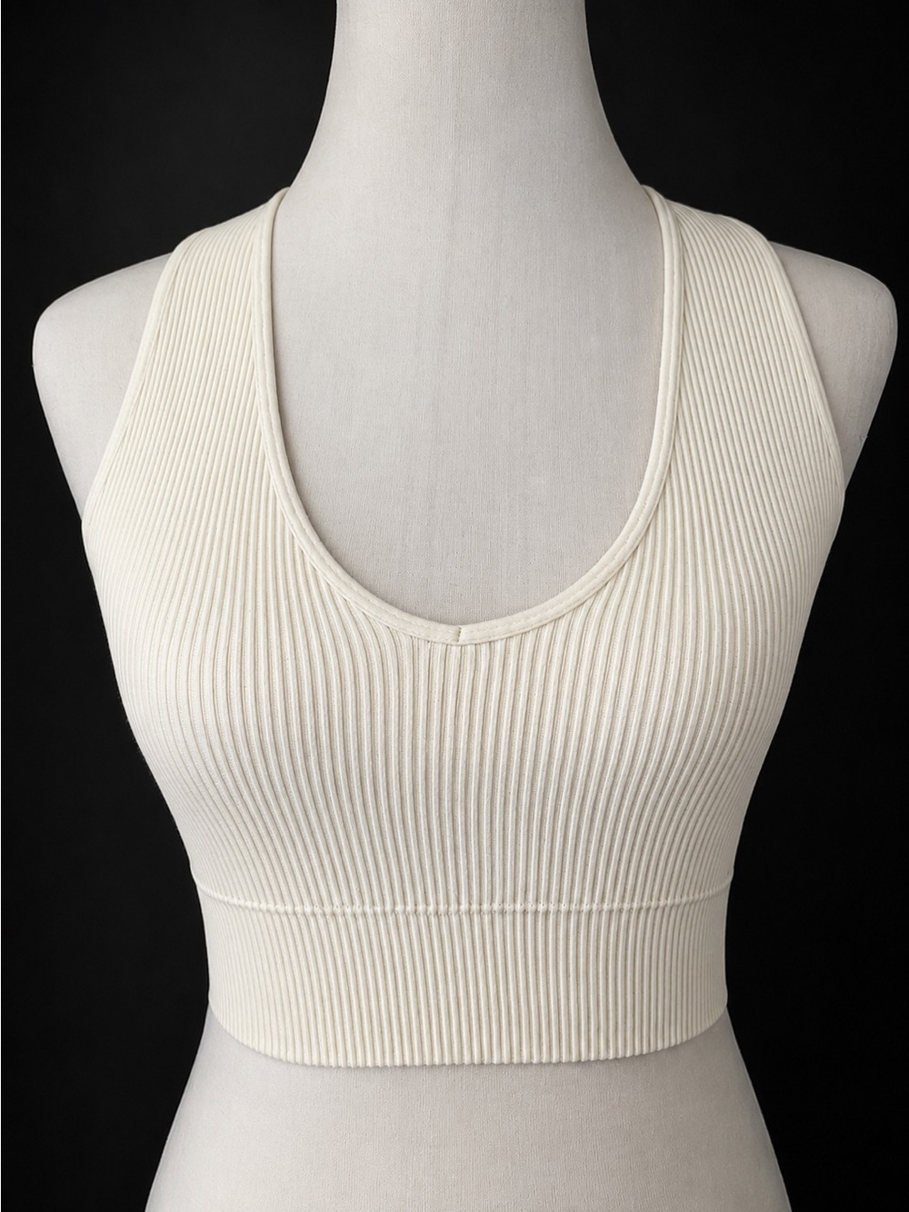 Garage Ribbed Seamless Crop Tank Top Bralette Ivory XS Stretch Basic Chic lounge